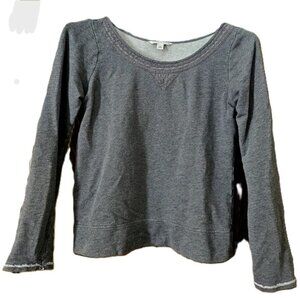 BANANA REPUBLIC sweatshirt M gray GUC long sleeve scoop neck crochet feminine